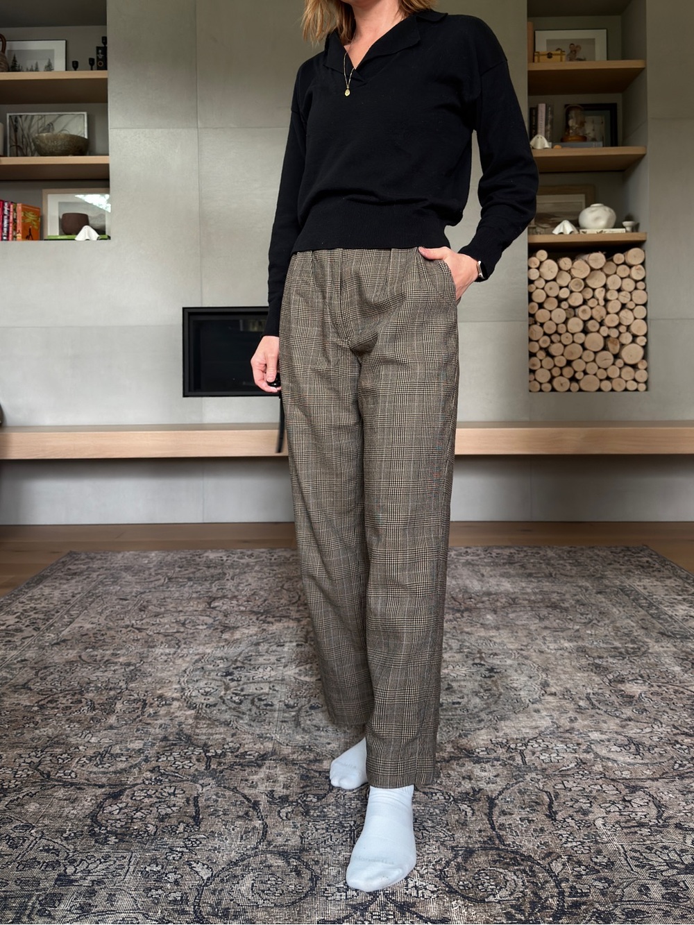 Vintage 100% wool Plaid Trousers 26” waist xs to small